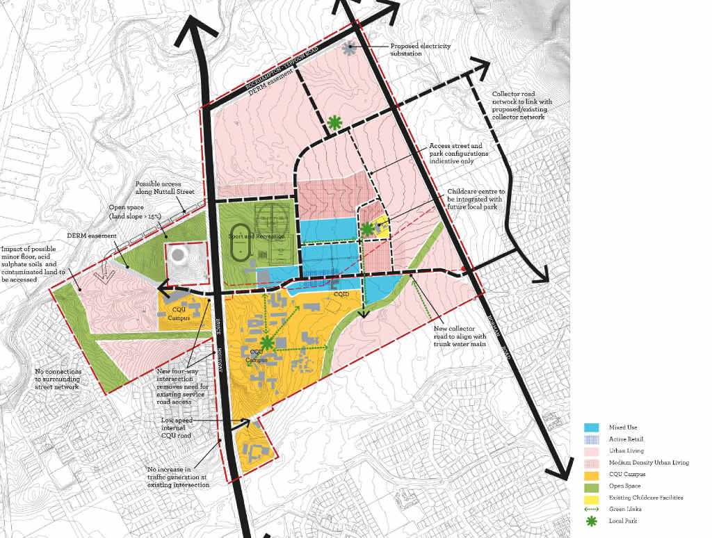FUTURE PLANS: A concept plan of CQUniversity’s new $140 million urban living village, which will feature 2000 homes on 80ha of the campus’ land. FUTURE PLANS: A concept plan of CQUniversity’s new $140 million urban living village, which will feature 2000 homes on 80ha of the campus’ land.